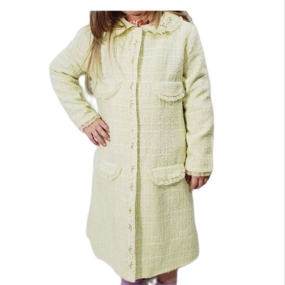 Biscotti Collezioni yellow blend tweed fashipn toddler coat size 6 - Picture 1 of 16